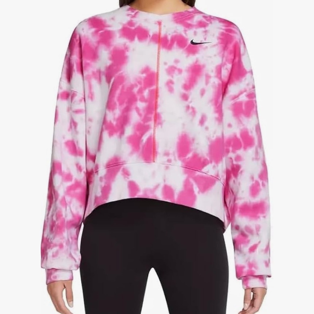 Nike Pink and White Tie-Dye Sweatshirt